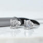 4 Carat Double Scoop Emerald Cut Moissanite Stud Earrings
