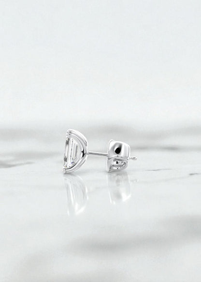2.50 Ct Double Scoop Emerald Cut Lab-Grown Stud Earrings