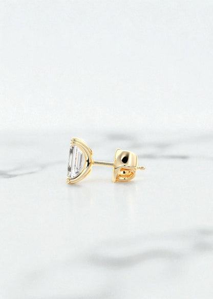 2.50 Ct Double Scoop Emerald Cut Lab-Grown Stud Earrings