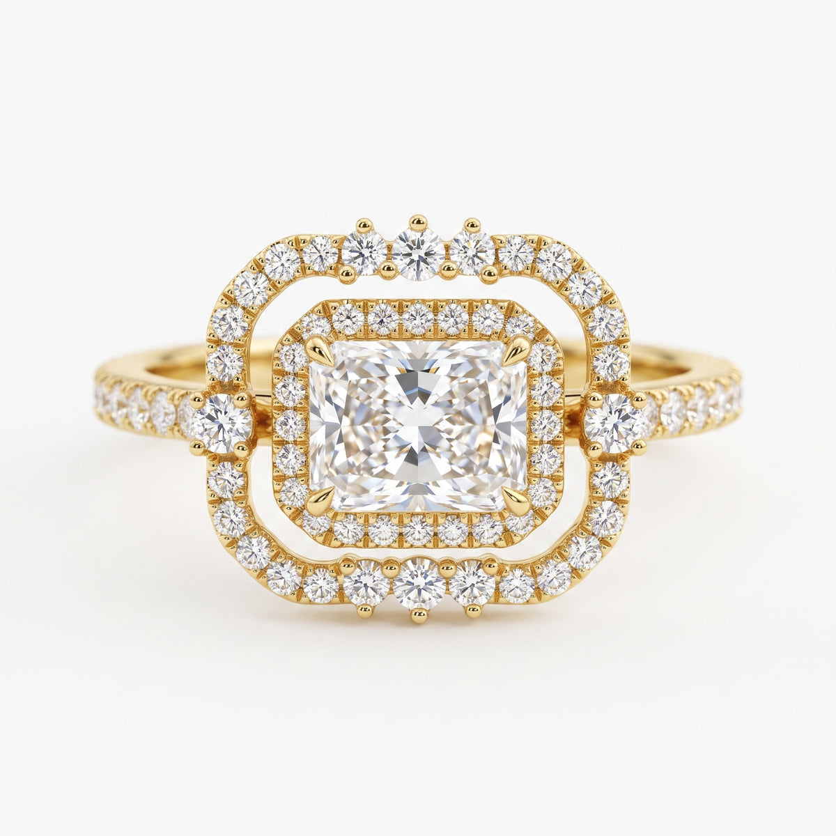 1.5ct Radiant Cut Halo Lab-Grown Engagement Ring