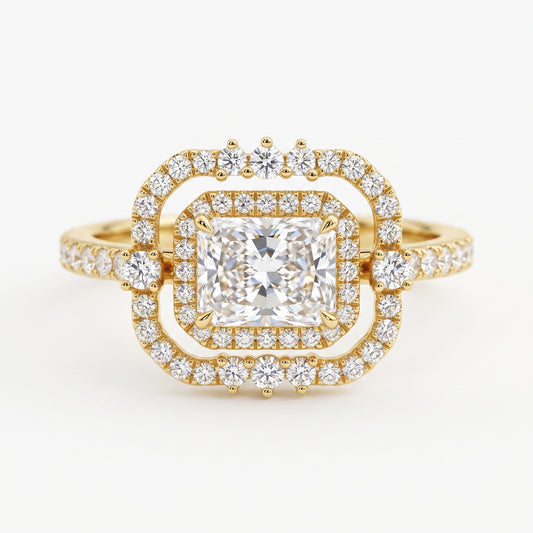 1.5ct Radiant Cut Halo Lab-Grown Engagement Ring