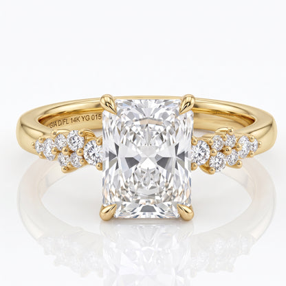 2 Ct Radiant Lab Grown Diamond Ring – Cluster Design