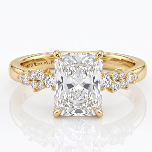 2 Ct Radiant Lab Grown Diamond Ring – Cluster Design