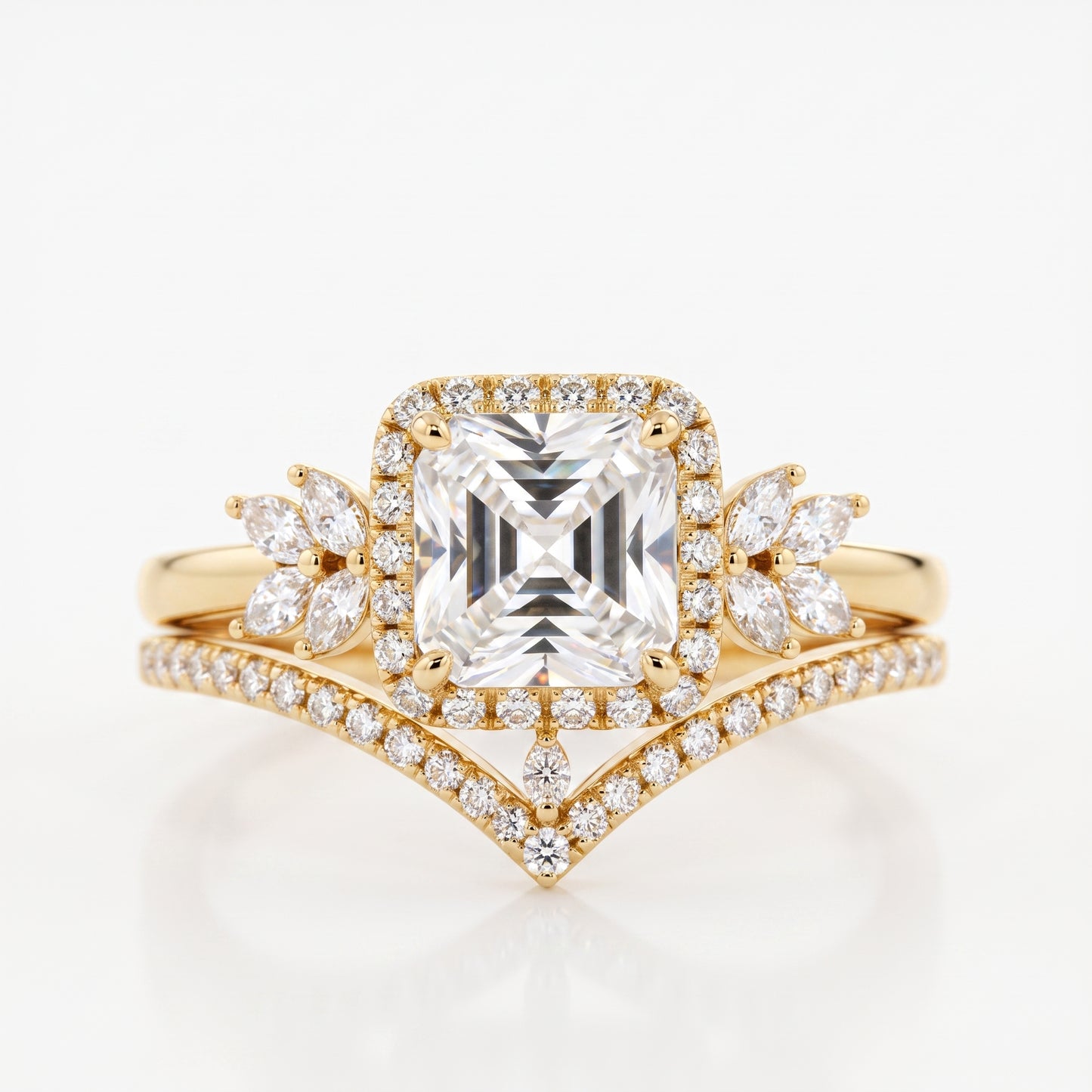 1.60 Ct Asscher Cut Lab-Grown Engagement Ring Set