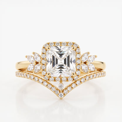 1.60 Ct Asscher Cut Lab-Grown Engagement Ring Set
