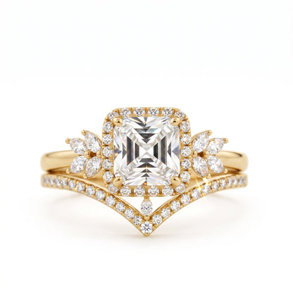 1.60 Ct Asscher Cut Lab-Grown Engagement Ring Set