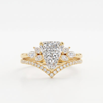 2.10 Ct Shield Cut Lab-Grown Ring Set Engagement Bridal Set