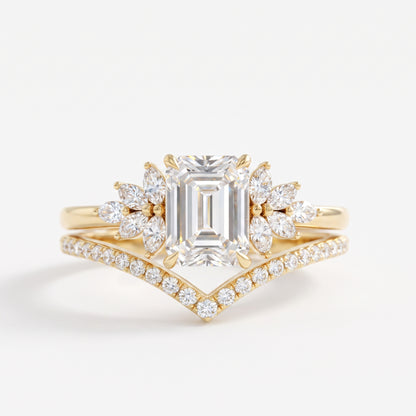 1.50 Ct Emerald Cut Lab-Grown Engagement Ring Set