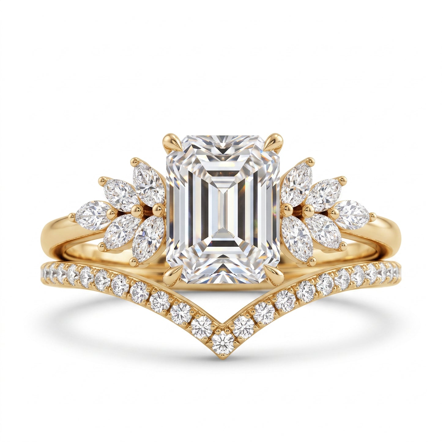 1.60 ct Emerald Cut Lab-Grown Engagement Ring Set