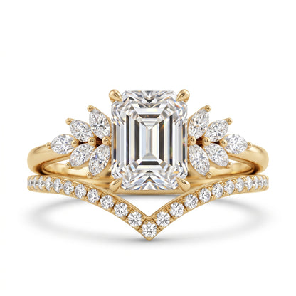 1.60 ct Emerald Cut Lab-Grown Engagement Ring Set