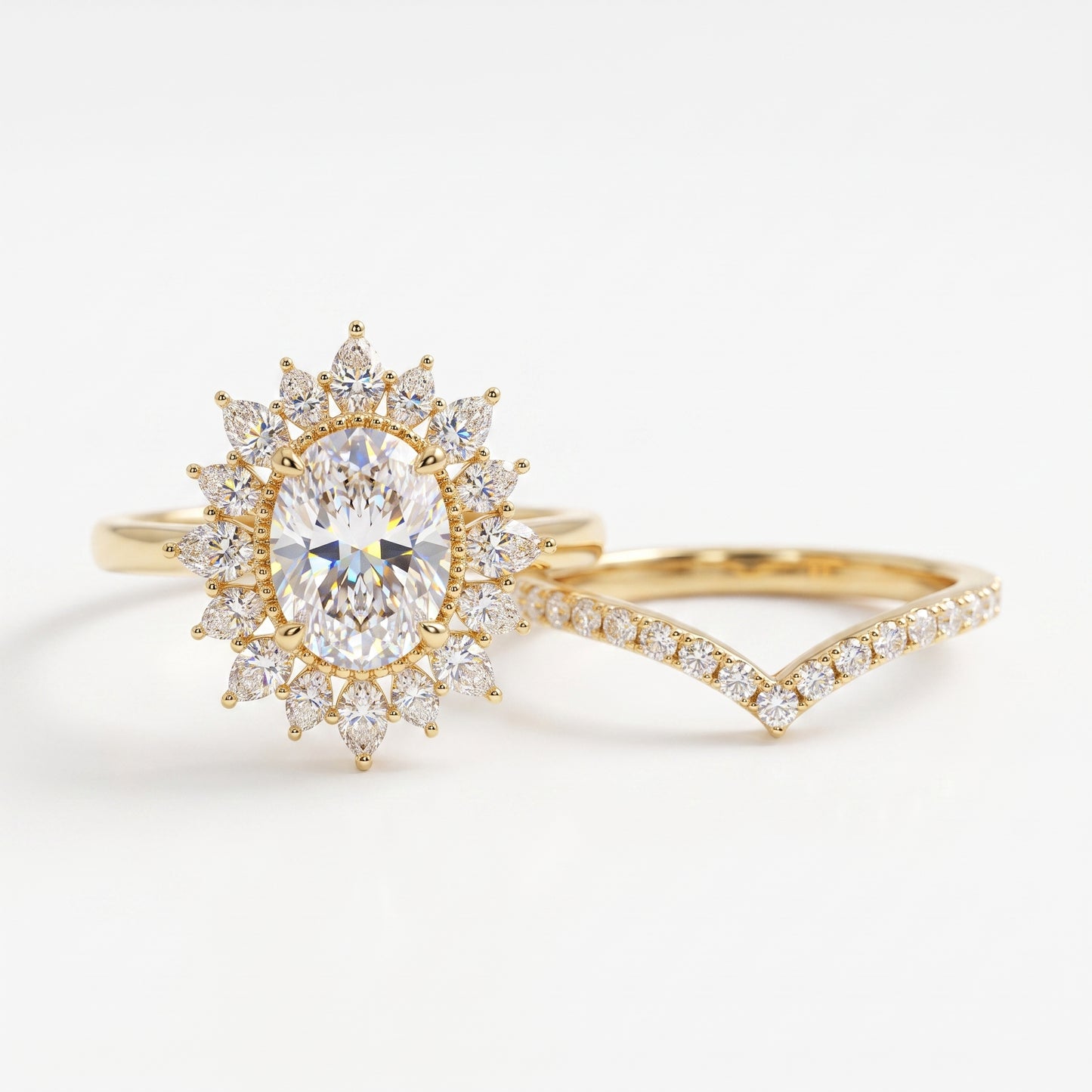 1.60 Ct Oval Lab-Grown Engagement & Bridal Ring Set