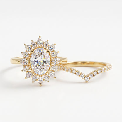 1.60 Ct Oval Lab-Grown Engagement & Bridal Ring Set