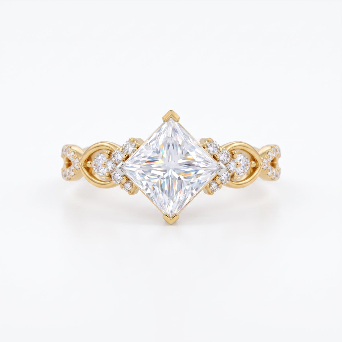 1 ct Princess Lab Diamond Twist Engagement Ring