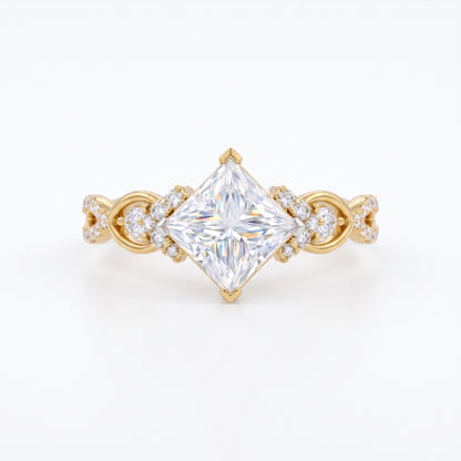 1 ct Princess Lab Diamond Twist Engagement Ring