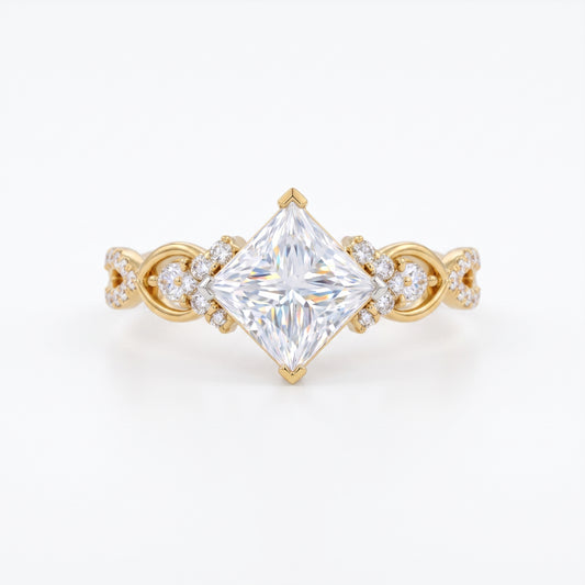 1 ct Princess Lab Diamond Twist Engagement Ring