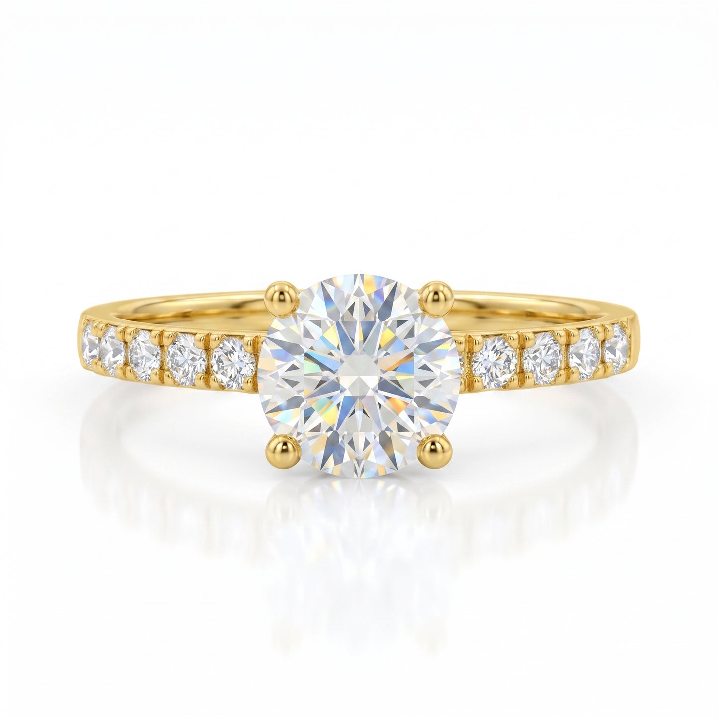 1.00 ct Vintage Round Cut Lab Grown Diamond Engagement Ring • Half Eternity Wedding Band