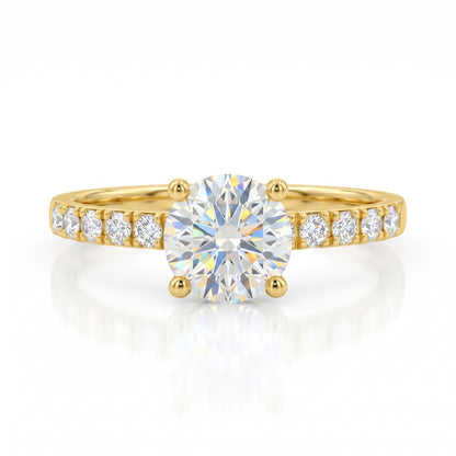 1.00 ct Vintage Round Cut Lab Grown Diamond Engagement Ring • Half Eternity Wedding Band