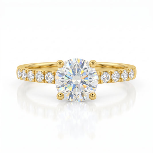 1.00 ct Vintage Round Cut Lab Grown Diamond Engagement Ring • Half Eternity Wedding Band