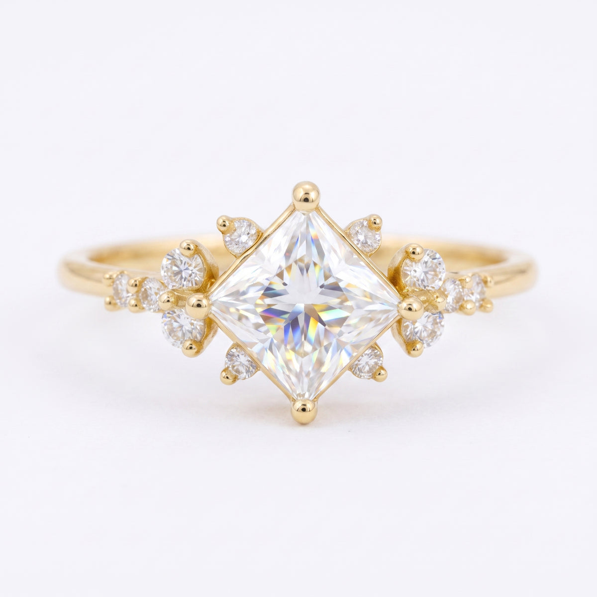 1.25 ct Princess Cut Lab Grown Diamond Engagement Ring • Vintage Rose Gold Bridal Ring