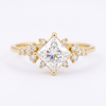1.25 ct Princess Cut Lab Grown Diamond Engagement Ring • Vintage Rose Gold Bridal Ring