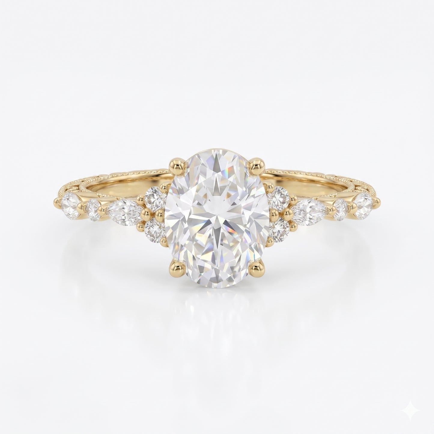 1.25 ct Oval Lab Grown Diamond Engagement Ring • Rose Gold Cluster Bridal Ring