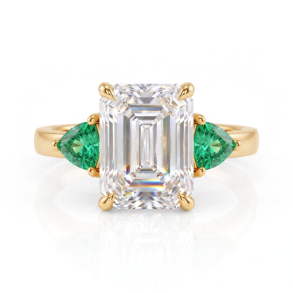 3.00ct Three Stone Emerald Cut Lab-Grown Engagement Ring