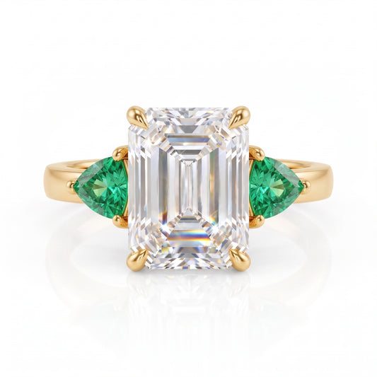 3.00ct Three Stone Emerald Cut Lab-Grown Engagement Ring