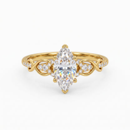 1.00ct Marquise Lab Grown Diamond Engagement Ring • Vintage Twist White Gold Ring