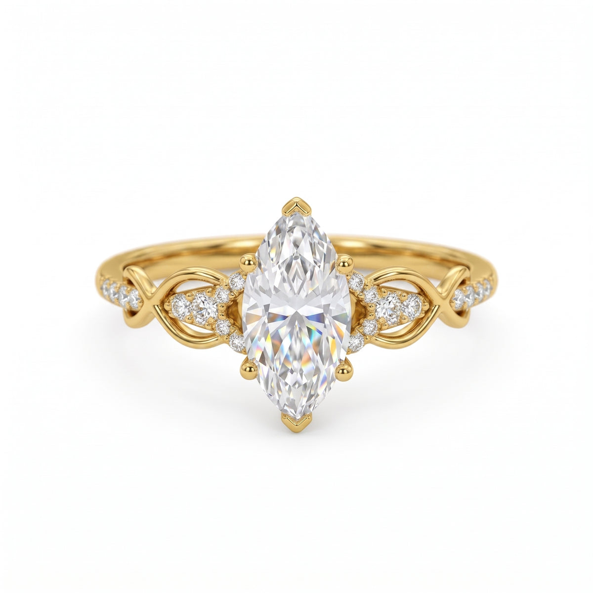 1.00ct Marquise Lab Grown Diamond Engagement Ring • Vintage Twist White Gold Ring