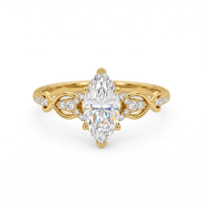 1.00ct Marquise Lab Grown Diamond Engagement Ring • Vintage Twist White Gold Ring