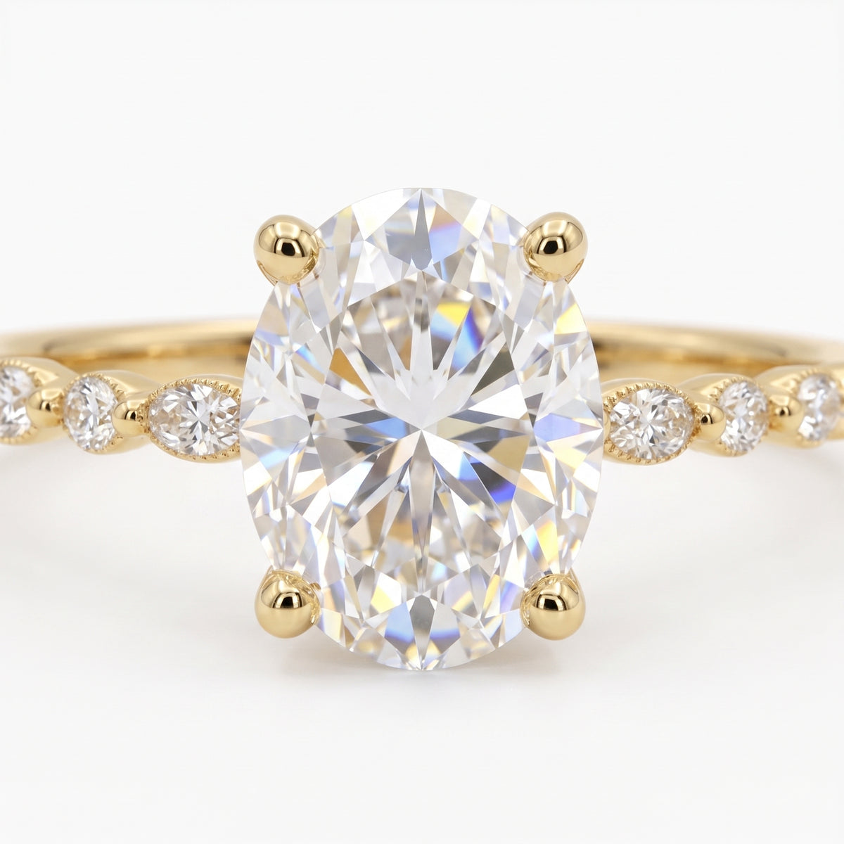 1.50 CT Oval Lab Grown Diamond Engagement Ring