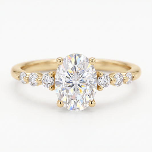1.5CT Oval Cut Lab Grown Diamond Engagement Ring, Bridal Promise