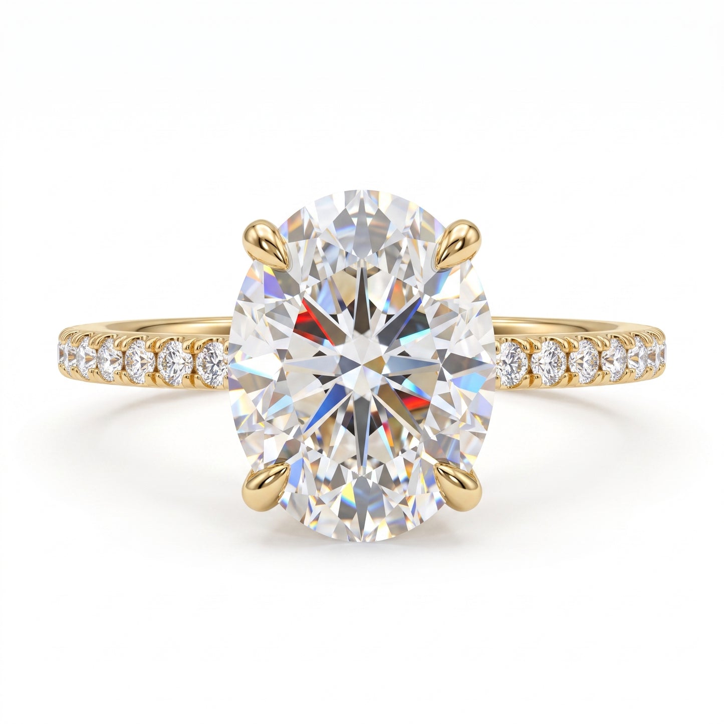 2.40CT Oval Cut Lab Grown Diamond Engagement Ring.Half Eternity Bridal Ring