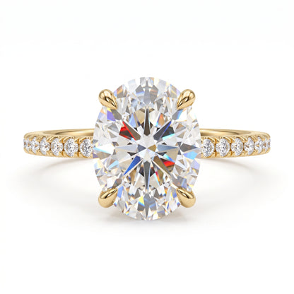 2.40CT Oval Cut Lab Grown Diamond Engagement Ring.Half Eternity Bridal Ring