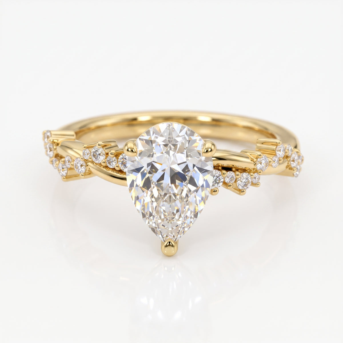 1.50ct Pear shaped Lab grown Diamond Infinity Engagement Ring