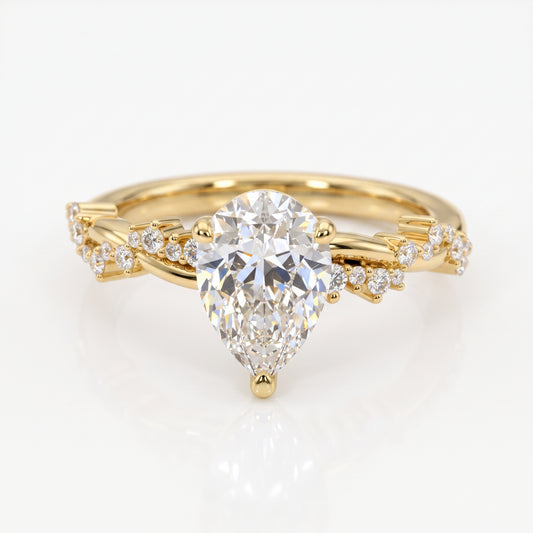 1.50ct Pear shaped Lab grown Diamond Infinity Engagement Ring
