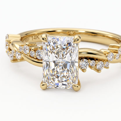 1.5 CT Radiant Cut Lab Grown Diamond Twig Engagement Ring