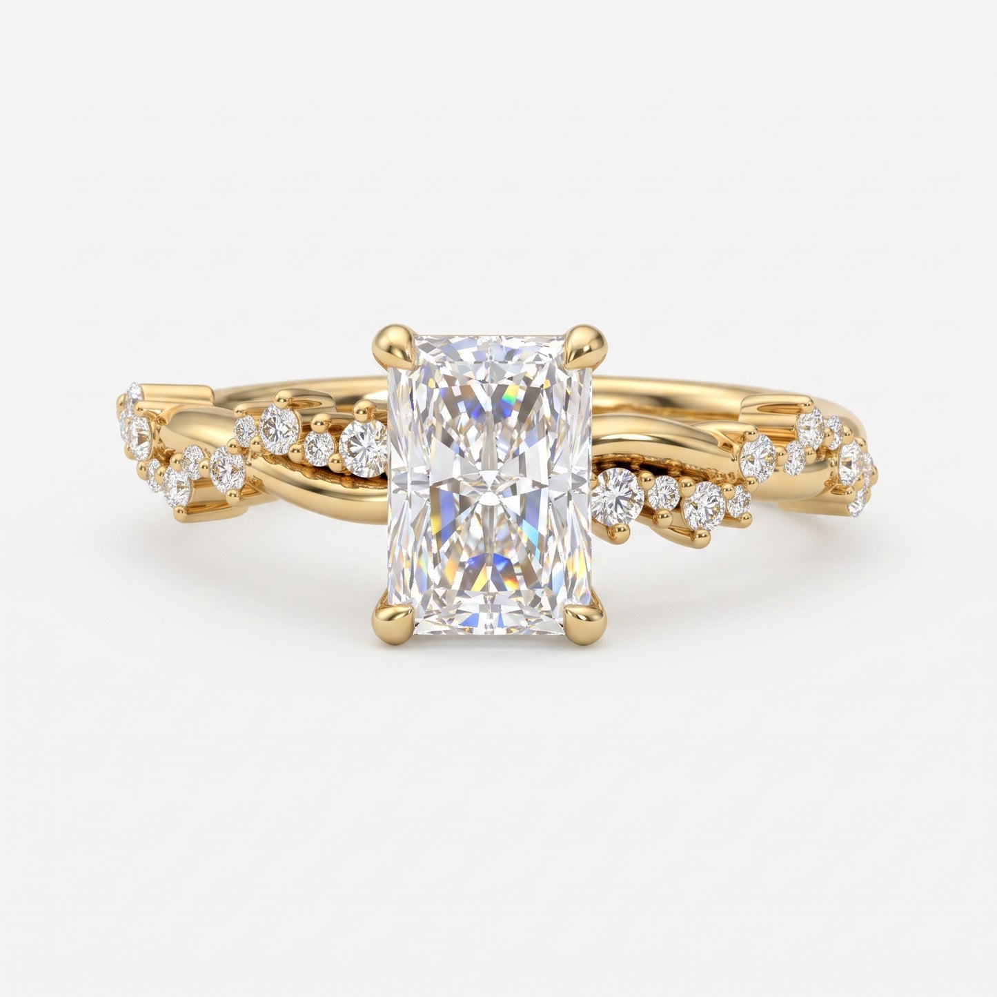 1.5 CT Radiant Cut Lab Grown Diamond Twig Engagement Ring