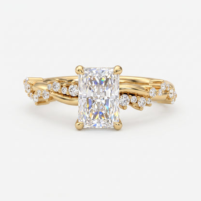 1.5 CT Radiant Cut Lab Grown Diamond Twig Engagement Ring