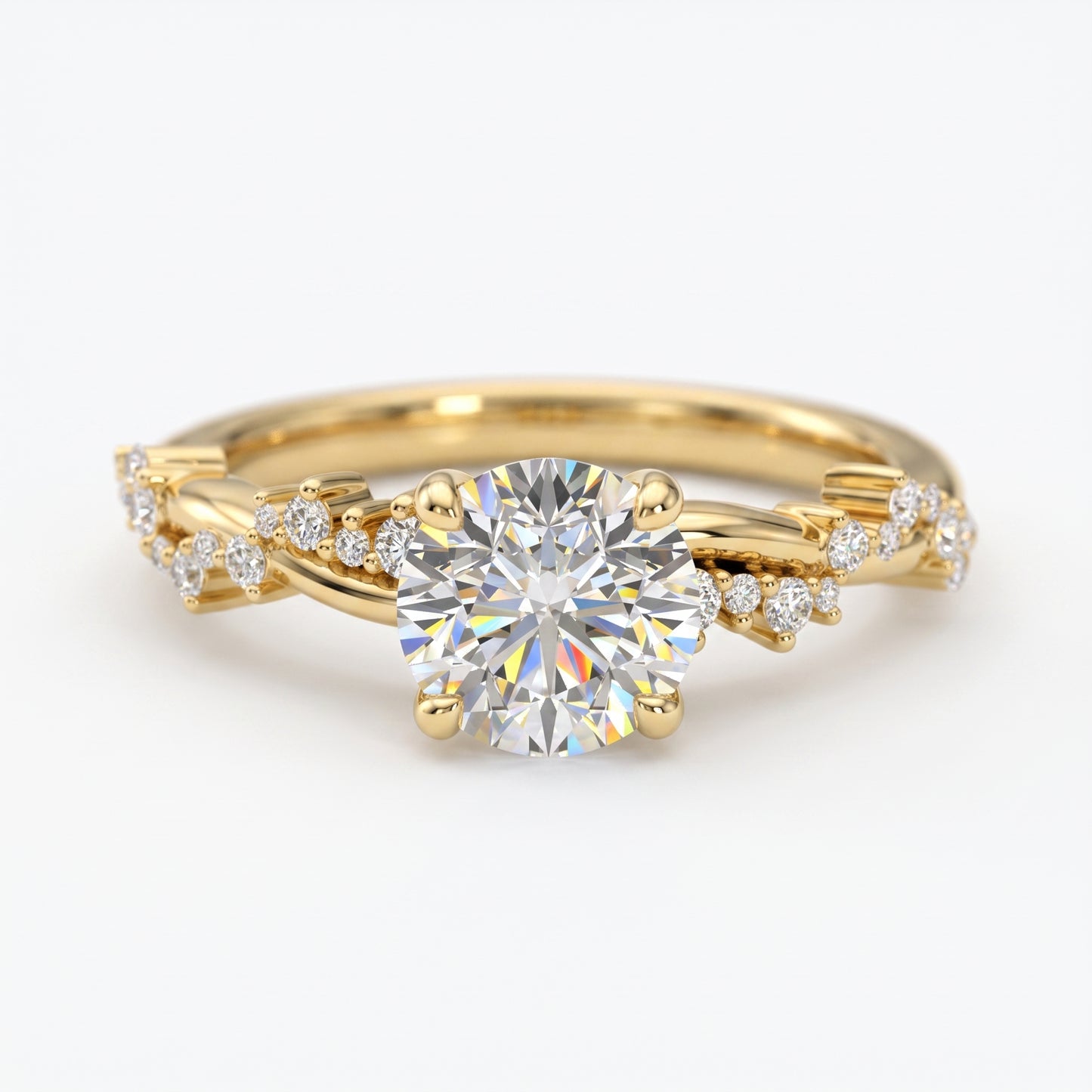 1.50CT Round Cut Lab Grown Diamond Solitaire Twig Engagement Ring