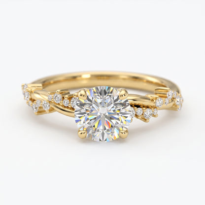 1.50CT Round Cut Lab Grown Diamond Solitaire Twig Engagement Ring
