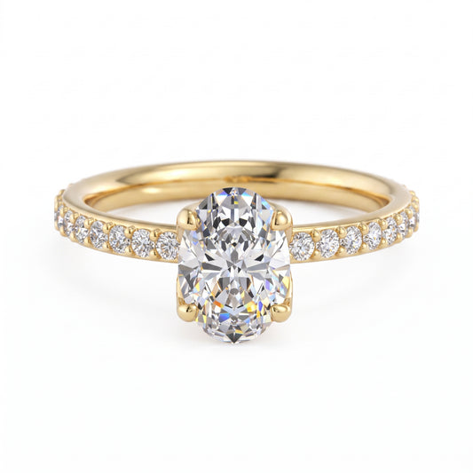 1.5 CT Oval Cut Lab Grown Diamond Engagement Ring for Women