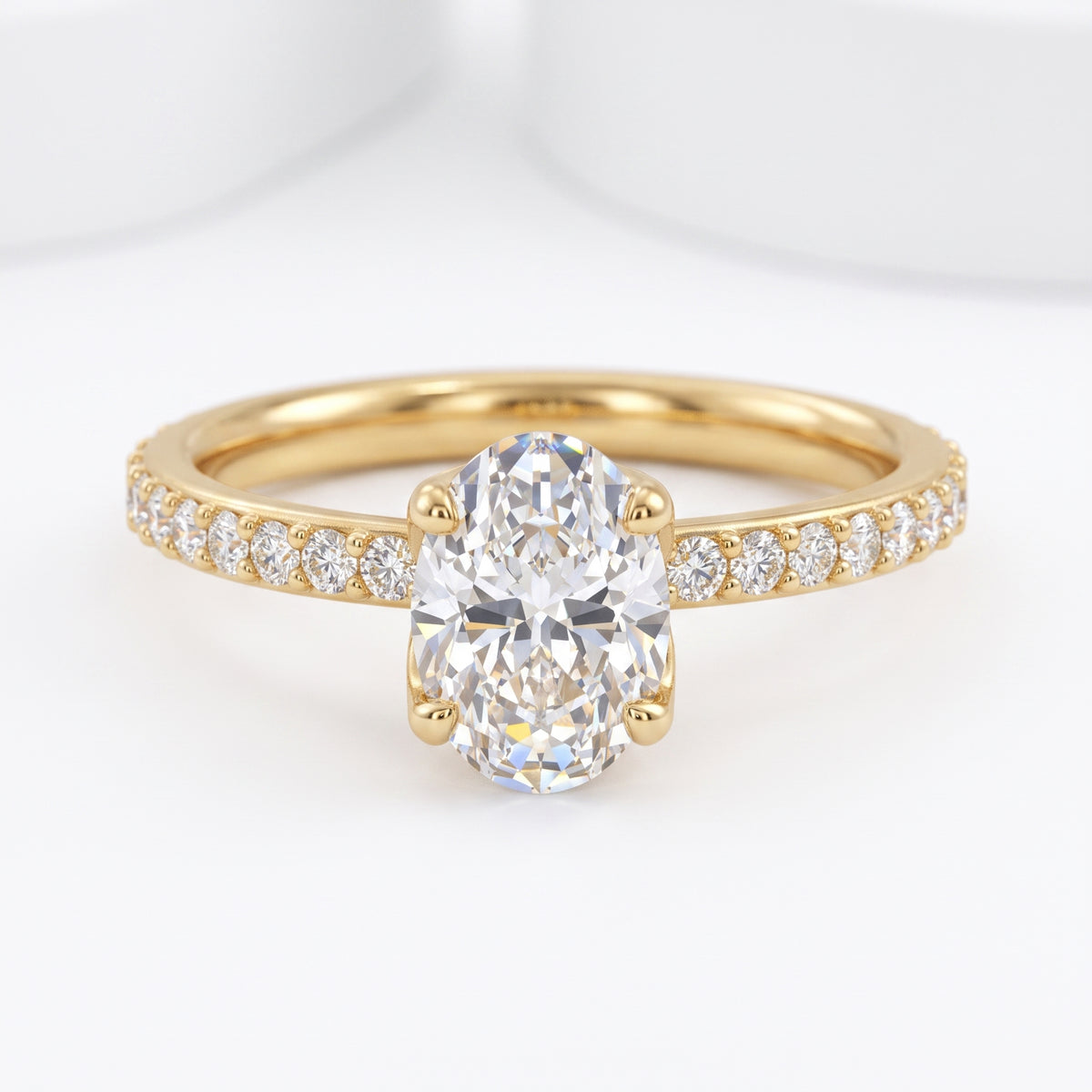 1.5 CT Oval Cut Lab Grown Diamond Engagement Ring for Women