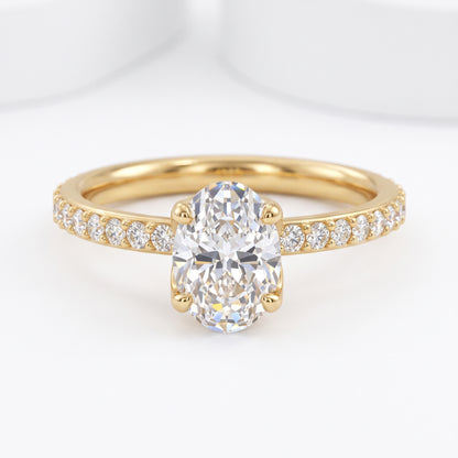 1.5 CT Oval Cut Lab Grown Diamond Engagement Ring for Women