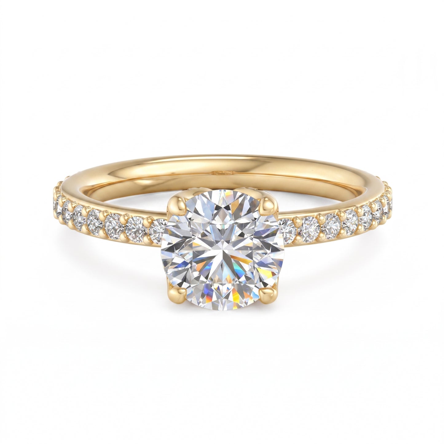 1.50CT Round Cut Lab Grown Diamond Solitaire With Accent Engagement Ring
