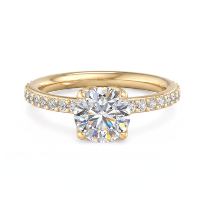 1.50CT Round Cut Lab Grown Diamond Solitaire With Accent Engagement Ring