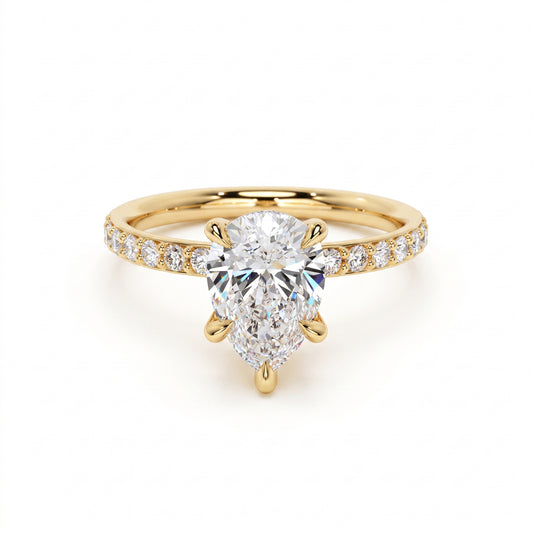 1.150 CT Pear Shape Natural Diamond Engagement Ring