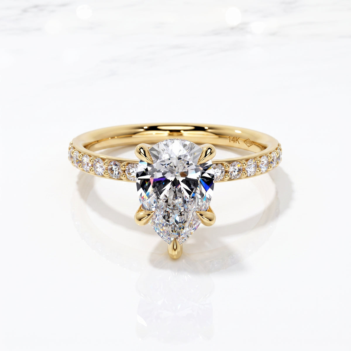 1.150 CT Pear Shape Natural Diamond Engagement Ring