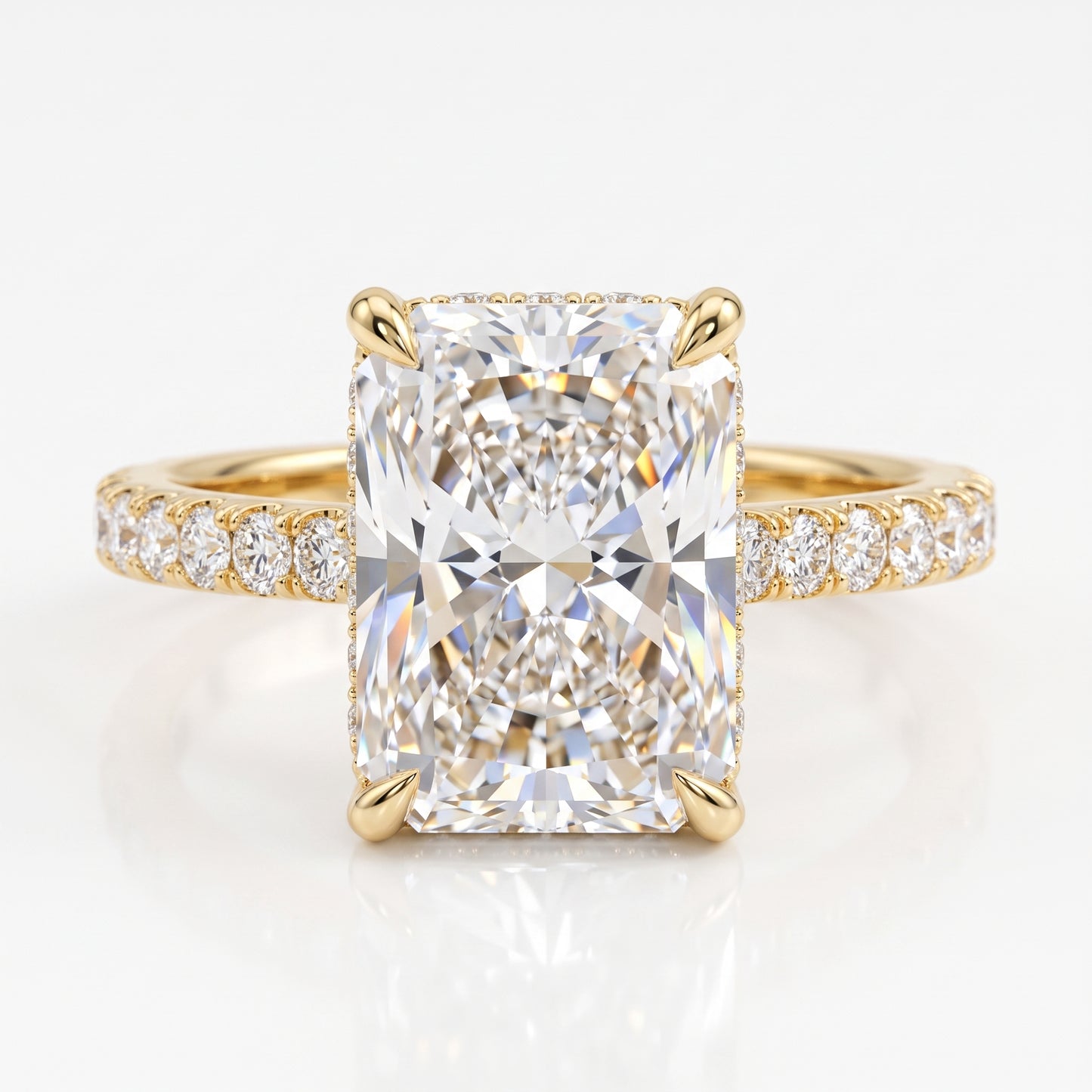 4 Carat Radiant Cut Engagement Ring Pave Solitaire