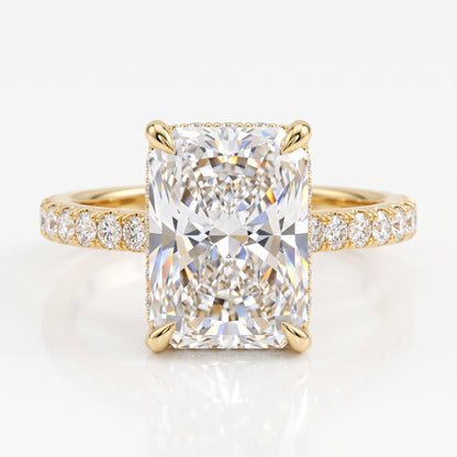 4 Carat Radiant Cut Engagement Ring Pave Solitaire